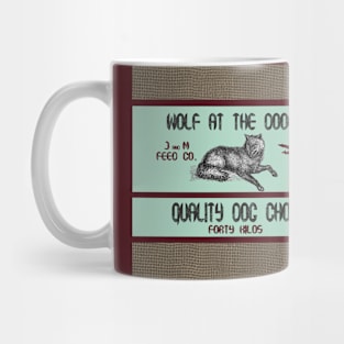 Wolf at the Door Dog Chow Burlap Feedsack Mug